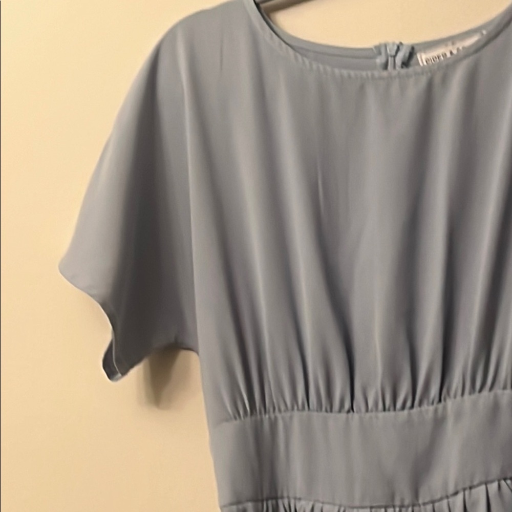 Gray Ruched Midi Sundress With Flutter Sleeves - image 4